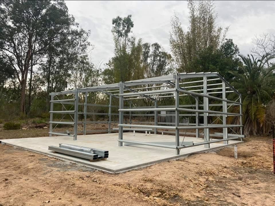 shed building on new concrete slab
