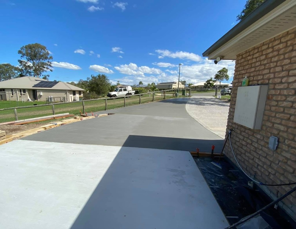 concrete driveway extension poured